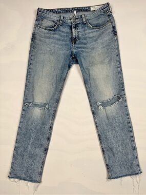 Rag & Bone Dre Low Rise Slim Boyfriend Jeans Distressed Light Blue Women’s 27